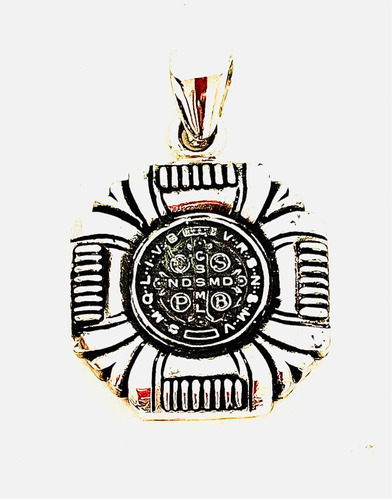 Medalla San Benito De Plata Con Diseño. Sg-joyería.