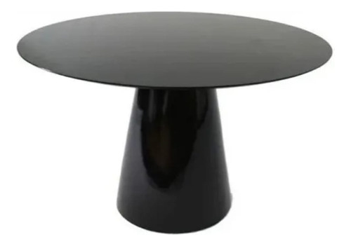 Mesa De Jantar Cone Tampo De Vidro 80 Cm Base Laqueada-preta Cor Da Tampa Preto Cor Dos Pés Preto