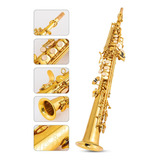 Aisiweier Soprano Saxofón Sax Bb Latón Oro Lacado Cuerpo Y T