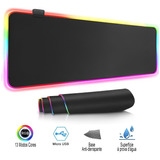 Mousepad Gamer Preto Extra Grande Led Rgb 13 Cores 80x30 Cm