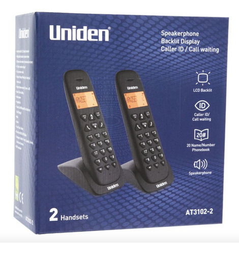 Telefono Inalambrico Duo Uniden At3102-2 Black