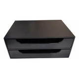 Suporte P/ Monitor 2 Gavetas Organizador Folha A4 Mdf Preto