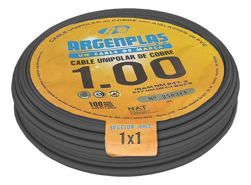 Cable Unipolar 1mm Pvc Negro Argenplas Unip 1