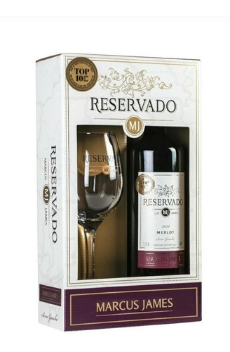 Kit Presente Vinho Tinto Marcus James Reservado + 1 Taça