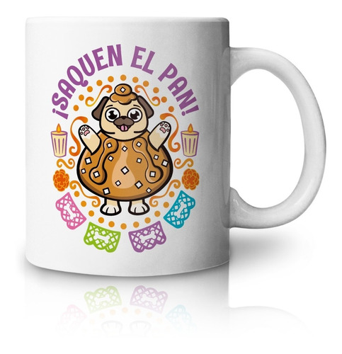 Taza Pug Día De Muertos Hojaldra