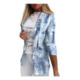 Chaquetas Blazer For Mujer, Ropa De Negocios Estampada Larg