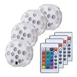 4 Pack Luces Led Piscina Sumergibles 13 Led Control Remoto