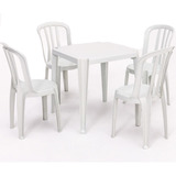 Conjunto Mesa Com Cadeiras Branco Monobloco 