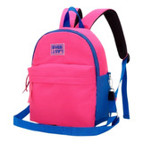 Cartera Morral Mochila Everlast 21342 21343 Diseño Liso De Nailon  Fucsia Con Azul Cod 21342