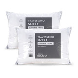 Kit 2 Travesseiros Percal Softy Firme Enchimento Silicone Cor Branco