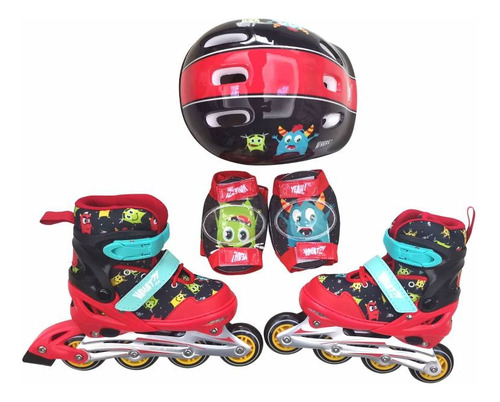 Patines Rollers Extensibles Talle 32 Al 36  + Protecciones