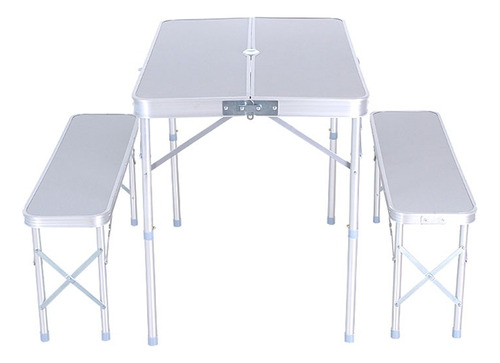 Set Mesa Plegable 2 Bancos Camping Tipo Valija 90 Cm 