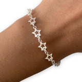 Pulsera Estrellas Plata 925 Importada Italiana Mujer Caladas