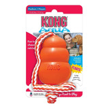Kong Aqua Mediano Flotante Durable Con Cuerda P/lanzar Lejos Color Naranja