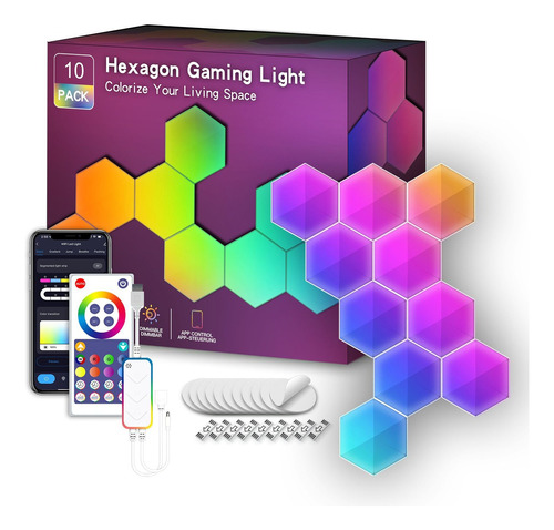 Paneles Hexagonales De Luces Led Control De Voz Y Wifi 10 Pz