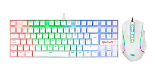 Combo Gamer Teclado Mecanico Kumara Rgb Mouse Griffin White