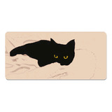 Mousepad Gammer / Dibujo Cad Xl - Gato Negro - 90x40 - 11
