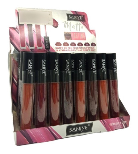 Lip Gloss Matte De Larga Duracion Saniye 48 Piezas 