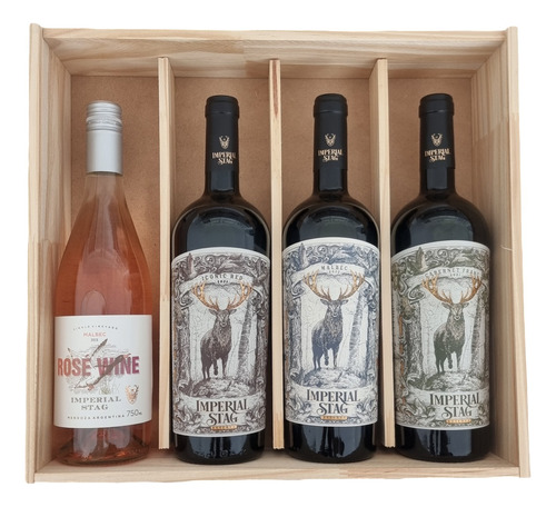 Imperial Stag Coleccion 4 Botellas Linea Completa Box Madera