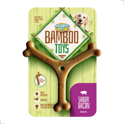 Brinquedo Osso Bamboo Sabor Bacon Em  Y  Pequeno