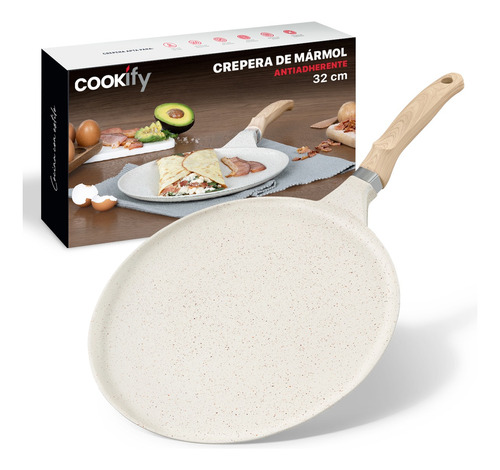 Crepera Comal Cookify 32cm Cubierta Antiadherente De Mármol