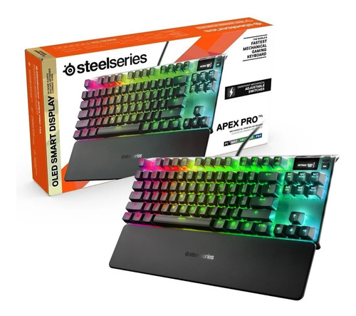 Teclado Gamer Steelseries Apex Pro Tkl Qwerty Inglés Us Color Negro Con Luz Rgb