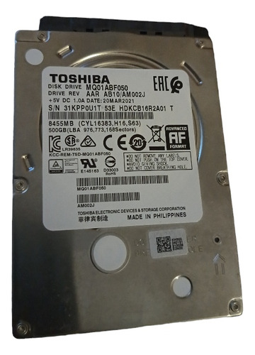 Toshiba Hhd 500gb