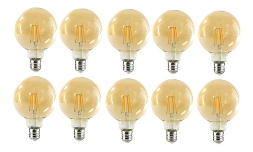 Ampolleta Led E27 Filamento Vintage Globo 8w - Pack X10