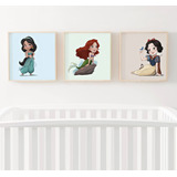  3 Princesas Color Pastel Canvas Marco Cuadros Decorativos