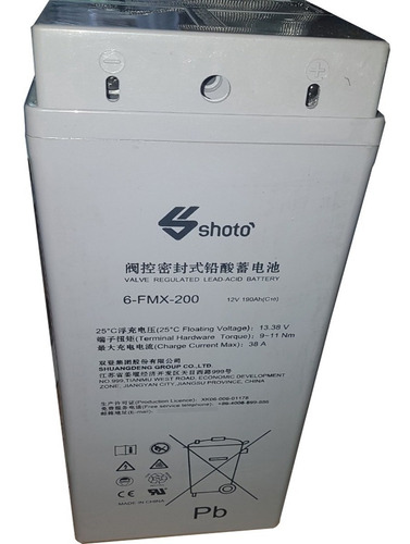 Bateria De Gel Shoto 190 Amp Sistema Solar Ciclo Profundo
