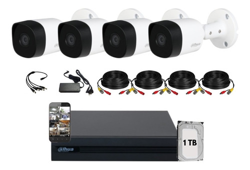 Kit Seguridad Camaras Hd 4 Dahua Dvr Full Hd Hdcvi Disco 1tb