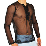 Camisa Transparencia, Manga Larga De Mesh Negro D' Paul