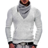 Cuello Alto Jersey De Punto De Manga Larga Pullover Slim