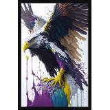 Quadro Decorativo Artístico 90x60 Figuras Moldura Virtual 3d Cor Img03 Armação Preto