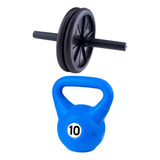 Rueda De Abdominales Doble Ab Wheels + Pesa Rusa 10kg Pvc