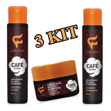 3 Shampoo, 3 Condicionador, 3 Mascaras Cafe Bomba 