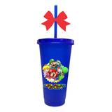 Vaso Liberty Con Popote 24oz Mario Bross  15 Piezas 