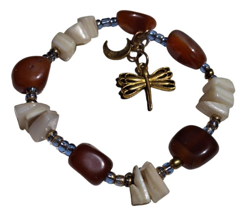 Pulsera De Nácar Con Cornalina, Piedras Naturales