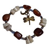 Pulsera De Nácar Con Cornalina, Piedras Naturales