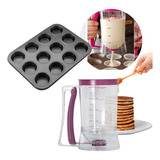 Kit Dispenser Dosador Massas + Forma Cupcake 12 Cavidades