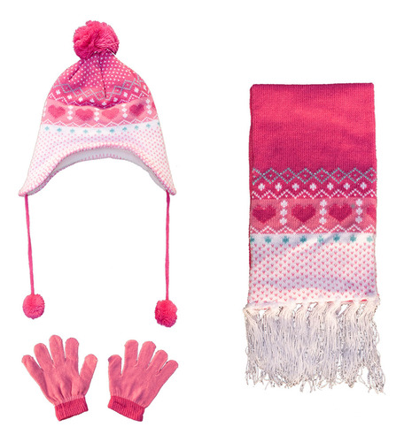 Set Gorro + Bufanda + Guantes Bebe Niña Nena Abrigado