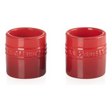 Conjunto Le Creuset 2 Suportes P/ Vela Em Cerâmica Vermelho