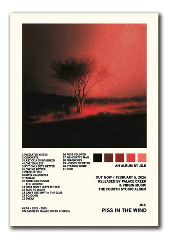 Cuadros Decorativos Joji Álbum Music Tracklist | Envío gratis