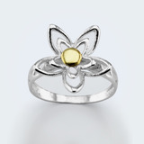 Anillo Flor Calado De Plata Y Oro Regalo Mama Mujer Nena