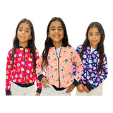 Kit 3 Jaquetinha Bomber Infantil Feminina Meia Estação 