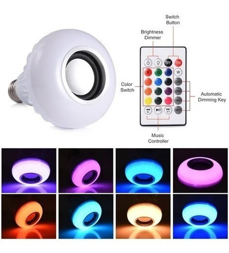 Ampolleta Led De Colores Con Control Y Parlante Bluetooth   