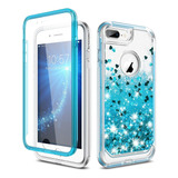 Funda Para iPhone 7 Plus/8 Plus - Azul Con Brillos