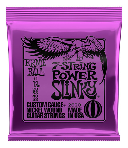 Encordoamento Ernie Ball 0.11 Power Slinky 7 Cordas 2620