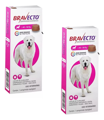 Kit 2 Unidades Antipulgas Bravecto Original De 40 A 56kg