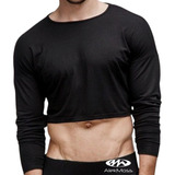 Camisetas Croptop Manga Larga En Licra Para Hombre